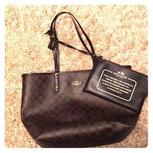 Coach Signature Reversible Pvc City Tote Brown